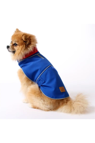 MAXSTYLESPET Soft Shell Bel Bantlı Mavi Pet Yağmurluk Köpek Kedi Kıyafeti - Resim 4