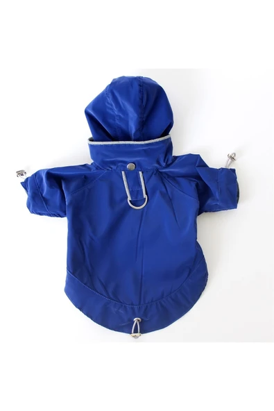 MAXSTYLESPET Astarsız Kapüşonlu Pet Yağmurluk - Lacivert / Saks - Köpek Kedi Kıyafeti - Resim 5