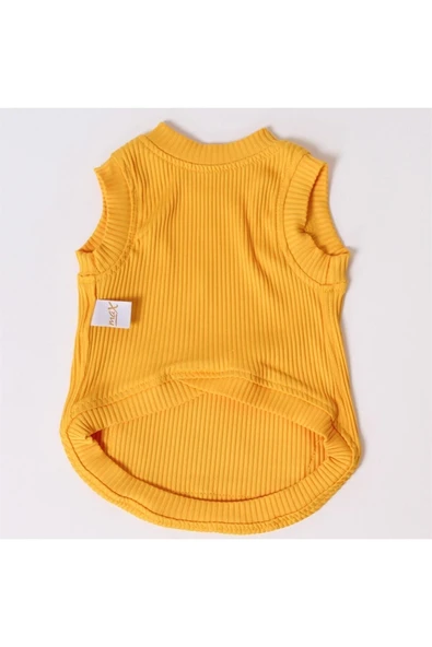 MAXSTYLESPET Kanguru Cep Çapalı Pet Kolsuz Bluz - Sarı Kavun Içi Köpek Ve Kedi Kıyafeti - Resim 4