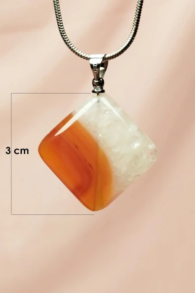 LitaeTrend Akik Doğal Taşı Zincirli El Yapımı Kolye Uç: 3 cm Zincir: 20 cm kutulu - 8