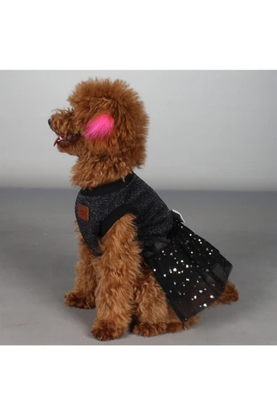 MAXSTYLESPET Pet Simli Tütülü Elbise Siyah Köpek Kedi Kıyafeti - Resim 5