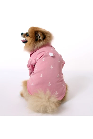 MAXSTYLESPET Çapa Desenli Pet Gömlek - Pembe - Köpek Ve Kedi Kıyafeti - 5