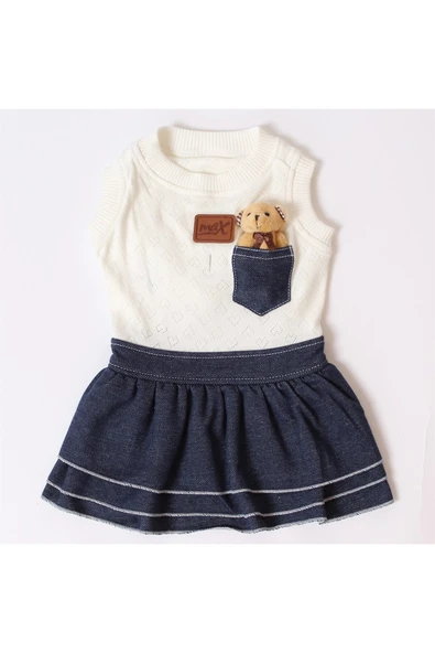 MAXSTYLESPET Pet Ayıcık Elbise - Lacivert Köpek Ve Kedi Kıyafeti - Resim 3