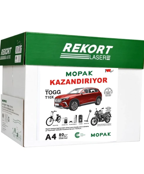 Mopak Rekort A4 Fotokopi Kağıdı TOGG Çekilişli 80g 1 Koli - 1