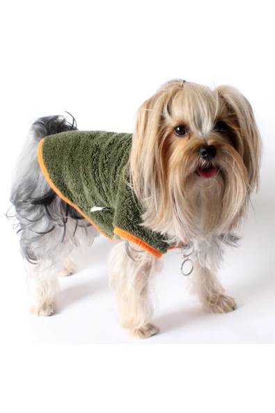 MAXSTYLESPET Welsoft Ponponlu Pet Ceket Kapşonlu Yeşil Köpek Kedi Kıyafeti - Resim 2