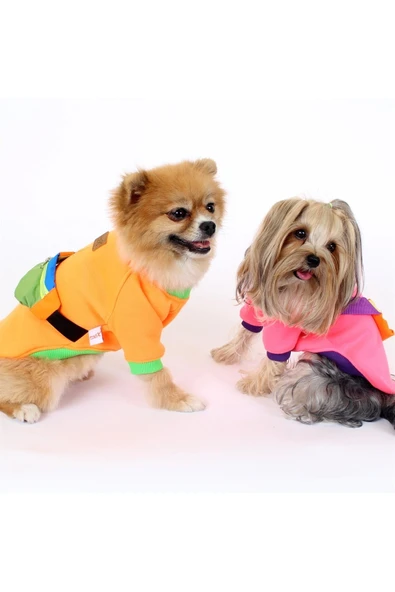 MAXSTYLESPET Pet Sweatshirt Çantalı - Turuncu - Köpek Ve Kedi Kıyafeti - Resim 4