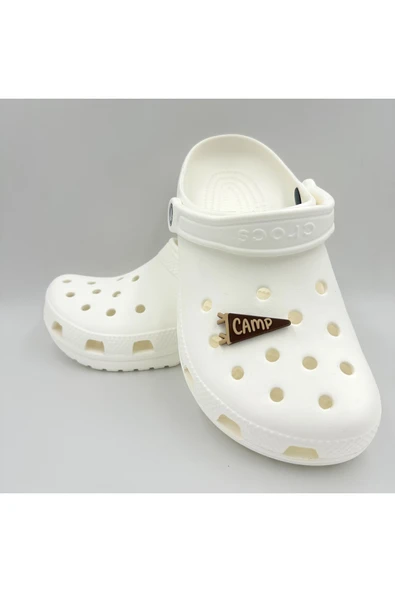 Crocs Terlik Süsü ve Aksesuarı , Çanta Süsü – Jibbitz 3D Camp Yazılı Üçgen Bayrak Görsel Logo Aksesuar - Resim 3