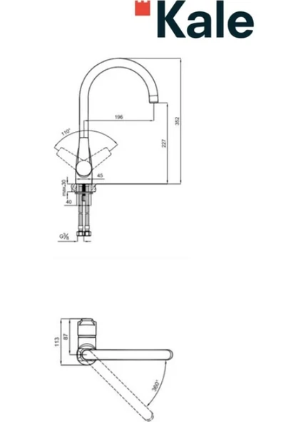 Kale Mare Mutfak Eviye Bataryası (5 L/dk) 410200502500 - Resim 2