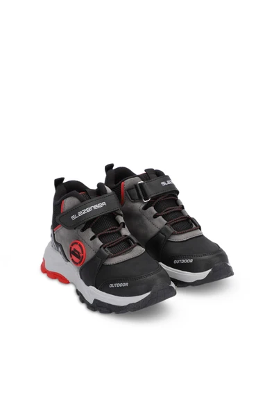 SLAZENGER VERSION Çocuk Cırt Cırtlı Siyah / Kırmızı Bot - Resim 2