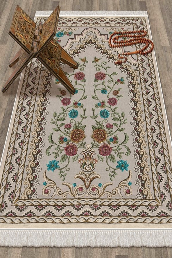 elleser Dekoratif Yıkanabilir Kaymaz Tabanlı Seccade    (80x120) - 1