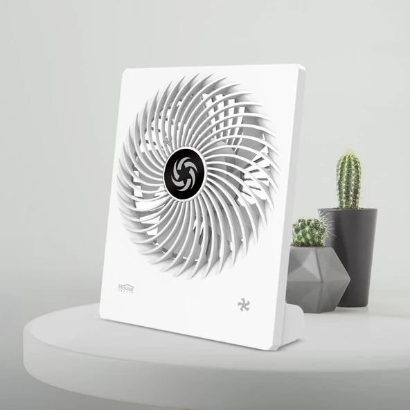 House Pratik HP63 Yüksek Performanslı Taşınabilir Şarj Edilebilir 3 Kademeli Masaüstü Fan Beyaz - 2