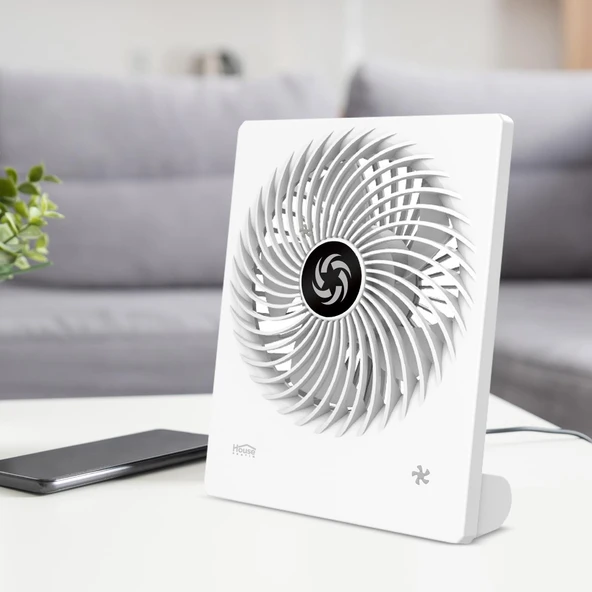 House Pratik HP63 Yüksek Performanslı Taşınabilir Şarj Edilebilir 3 Kademeli Masaüstü Fan Beyaz - 3