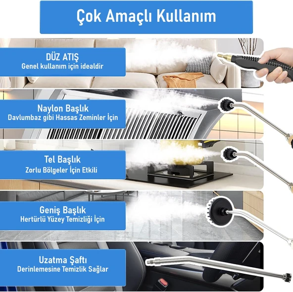 Valkyrie 2500W Yüksek Basınçlı Buharlı Temizleyici 115°C 3 Başlık Ayarlanabilir Güç Derin Temizlik Makinesi - 2