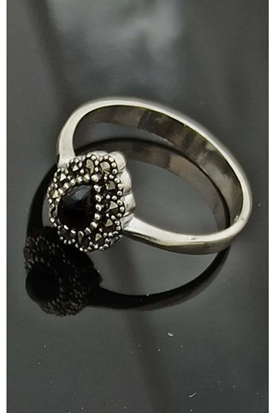 925 Ayar Gümüş Oltu Taşı Yüzük sy00019 ürün görseli 1