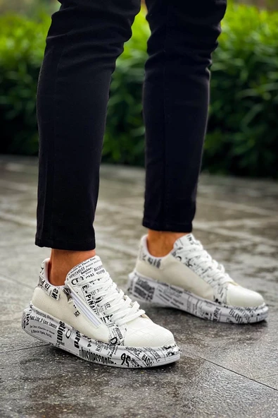 KB-02 Kuback Bağcıklı Crocodile Beyaz Gazete Günlük Erkek Ayakkabı - Resim 7