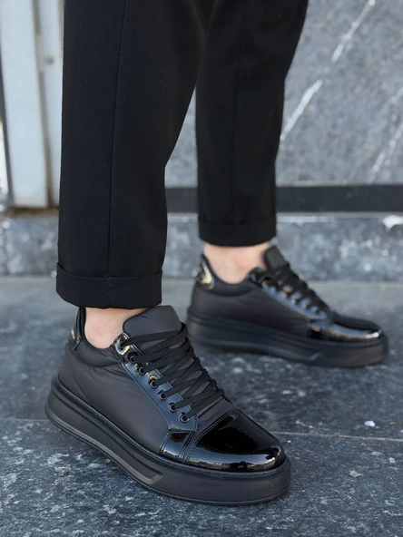 KB-X46 Kuback Siyah Rugan Yüksek Siyah Taban Günlük Spor Ayakkabı - Resim 6