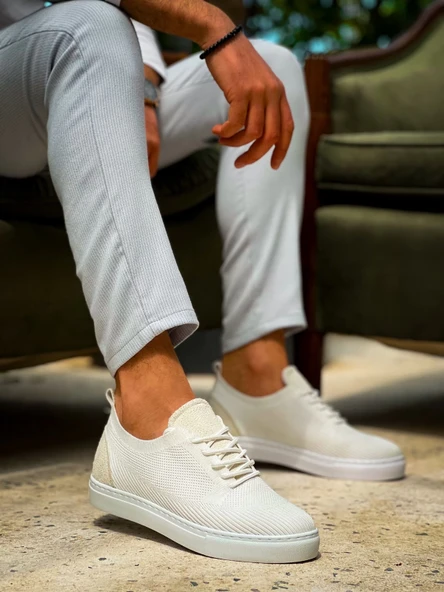 KB-101 Kuback Beyaz Triko Bağcıklı Günlük Erkek Ayakkabı - Resim 7