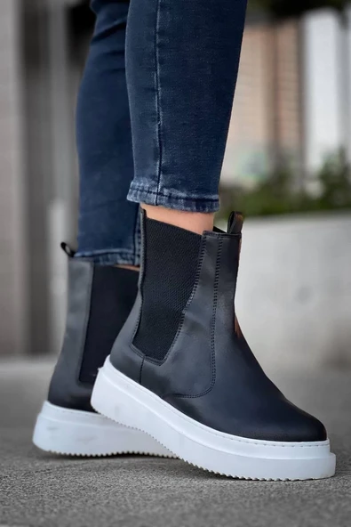 KB-0992 Kuback Siyah Cilt Yüksek Taban Lastikli Erkek Bot - Resim 6
