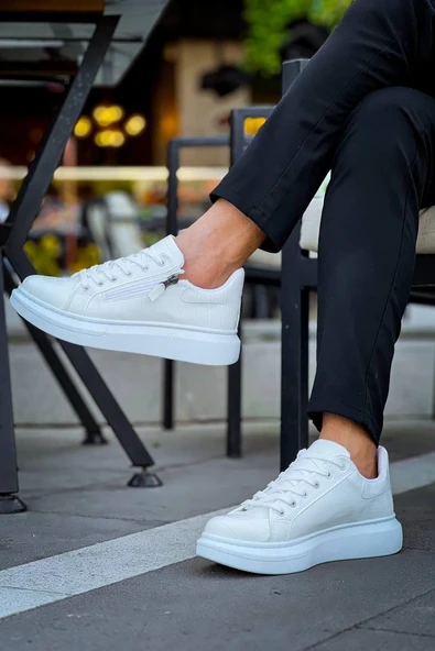 KB-309 Kuback Beyaz Fermuar Ve Bağcıklı Günlük Erkek Ayakkabı - Resim 16