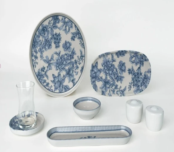 Pierre Cardin Isla Blue Porselen 28 Parça Kahvaltı Takımı ürün görseli 1