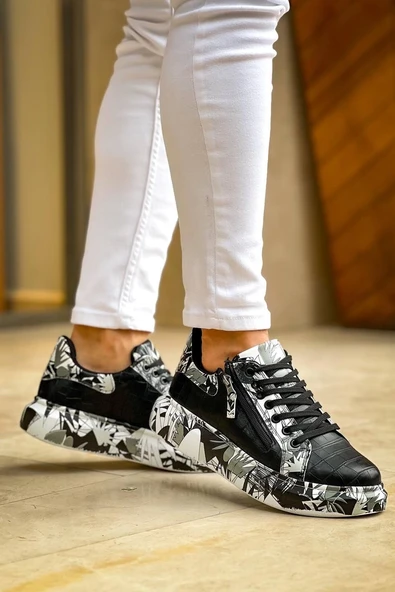 KB-02 Kuback Bağcıklı Crocodile Siyah Siyah Günlük Erkek Ayakkabı - Resim 9