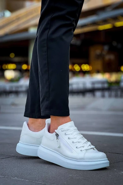 KB-309 Kuback Beyaz Fermuar Ve Bağcıklı Günlük Erkek Ayakkabı - Resim 15