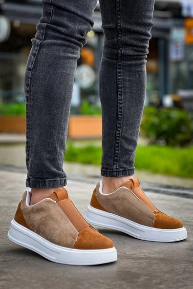 KB-007 Kuback Vizon Taba Yüksek Taban Tek Bant Bağcıksız Günlük Erkek Ayakkabı - Resim 10