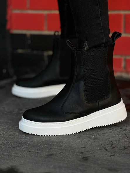 KB-0992 Kuback Siyah Cilt Yüksek Taban Lastikli Erkek Bot - Resim 12