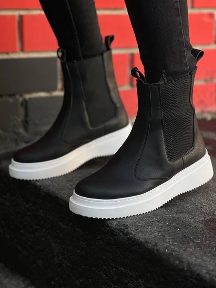 KB-0992 Kuback Siyah Cilt Yüksek Taban Lastikli Erkek Bot - Resim 5