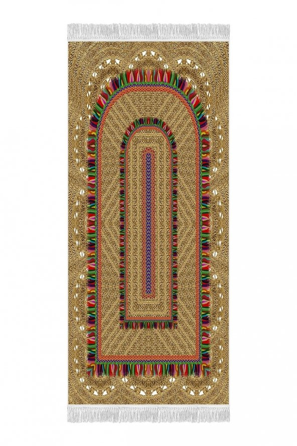 elleser Dekoratif Yıkanabilir Kaymaz Tabanlı Soft Pamuk Seccade (80x120) - 2