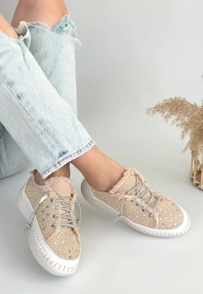 Guji Bej Kot Bağcıklı Spor Ayakkabı - Resim 5