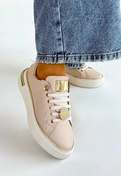 Jlar Bej Cilt Bağcıklı Spor Ayakkabı - Resim 2