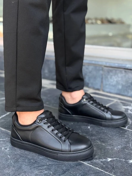 KB-BX1 Kuback Siyah Cilt Yüksek Siyah Taban Günlük Erkek Ayakkabı - Resim 10