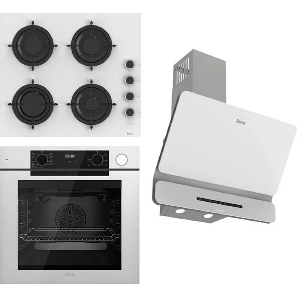 Ferre Steamart-Fryart-Sılentart Serisi Beyaz Set (CS206-FA + QEP64CB +D081-SA) - Emaye Izgara ürün görseli 1