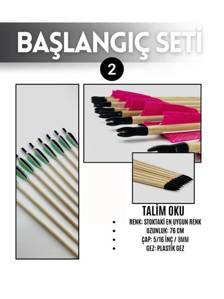 Geleneksel Okçuluk Başlangıç Seti - Elif Yay (Kaplamalı) + 3 Ok + Zihgir - 3