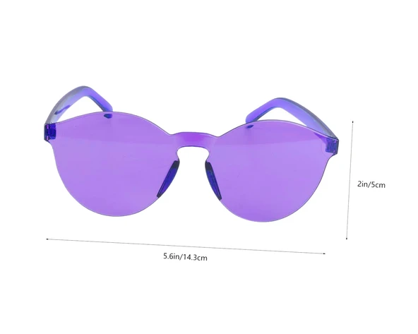 Sert Mika Oval Şekilli Çerçevesiz Mor Gözlük Retro Parti 5x14 cm - Resim 3