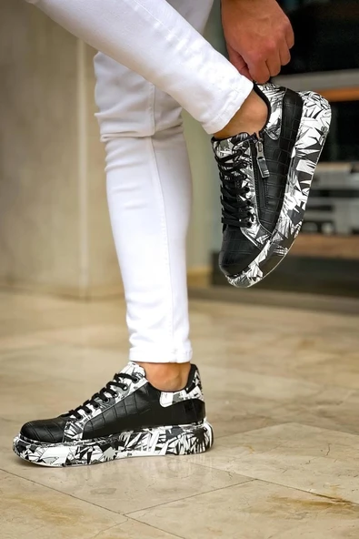 KB-02 Kuback Bağcıklı Crocodile Siyah Siyah Günlük Erkek Ayakkabı - Resim 2