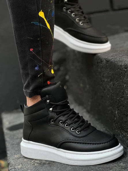 KB-0994 Kuback Siyah Cilt Yüksek Taban Erkek Bilek Bot - Resim 6