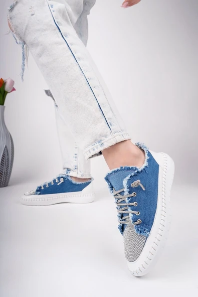 Enber Mavi Kot Bağcıklı Spor Ayakkabı ürün görseli