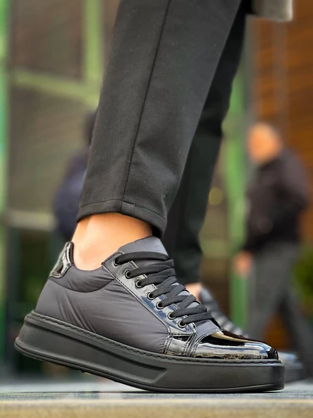 KB-X46 Kuback Siyah Rugan Yüksek Siyah Taban Günlük Spor Ayakkabı - Resim 4