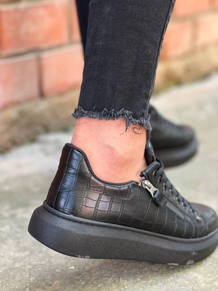 KB-309 Kuback Kömür Fermuar Ve Bağcıklı Günlük Erkek Ayakkabı - Resim 8