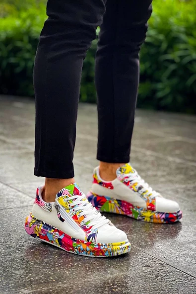 KB-02 Kuback Bağcıklı Crocodile Beyaz Kırmızı Günlük Erkek Ayakkabı - Resim 6