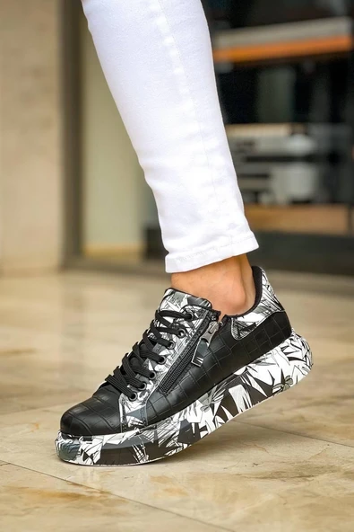 KB-02 Kuback Bağcıklı Crocodile Siyah Siyah Günlük Erkek Ayakkabı - Resim 12