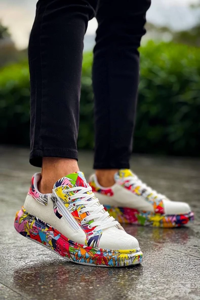 KB-02 Kuback Bağcıklı Crocodile Beyaz Kırmızı Günlük Erkek Ayakkabı - Resim 7