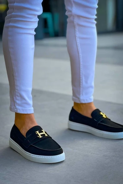 KB-027 Kuback Bağcıksız Siyah Süet H Günlük Erkek Ayakkabı - Resim 2