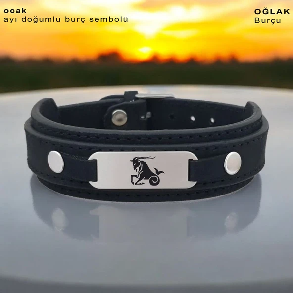 Burca Özel Oval Figürlü Hakiki Siyah Derili 925 Ayar Gümüş Plakalı Hediye Bileklik-421 ürün görseli