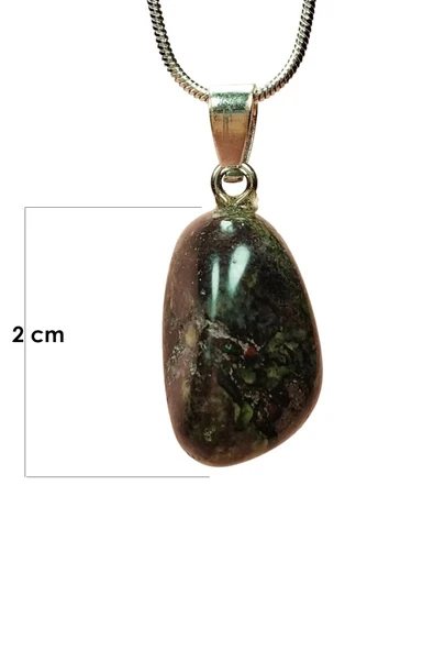 LitaeTrend Anyolit Doğal Taşı Zincirli El Yapımı Kolye Uç: 2 cm Zincir: 20 cm Kutulu - Resim 2