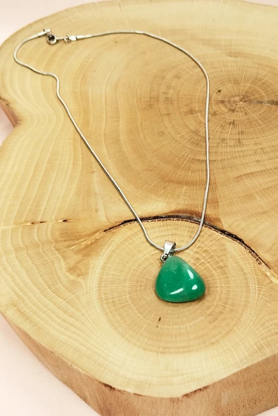 LitaeTrend Yeşim Taşı Doğal Taşı Zincirli El Yapımı Kolye Uç: 2 cm Zincir: 20 cm Kutulu - Resim 7