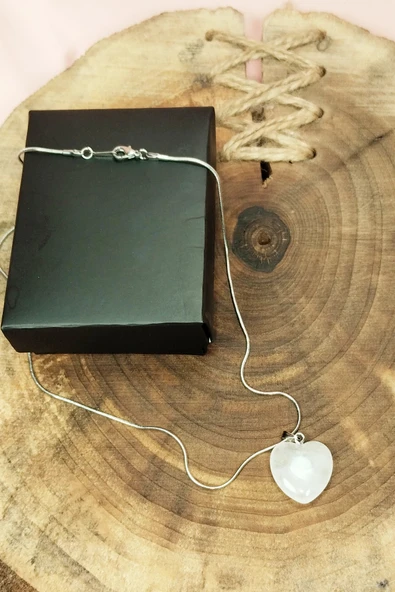 LitaeTrend Pembe Kuvars Doğal Taşı Zincirli El Yapımı Kolye Uç: 2 cm Zincir: 20 cm Kutulu - Resim 7