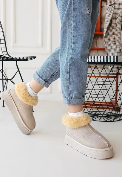 BİÇOMİ Edali Bej Süet Bot ürün görseli